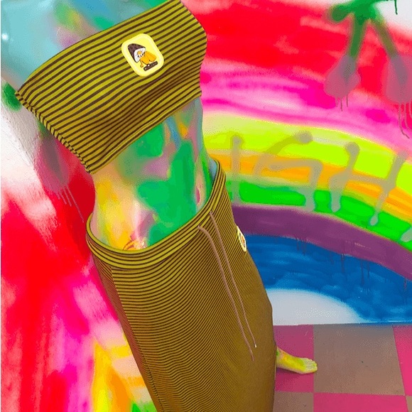 Omighty Shroom Skirt in Olive Stripes Maxi, Size Small - Picture 6 of 11